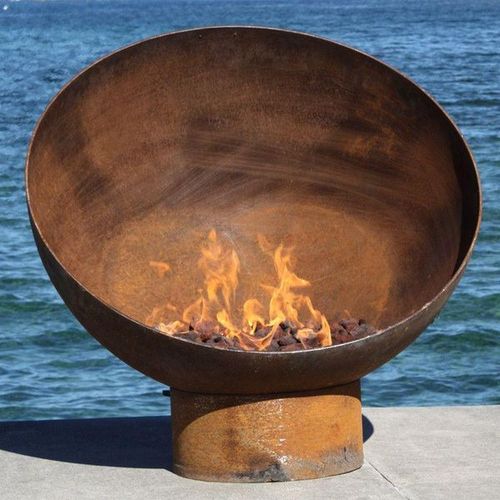  Чаша для вогнища сферична Печера 90 см на круглій підставці