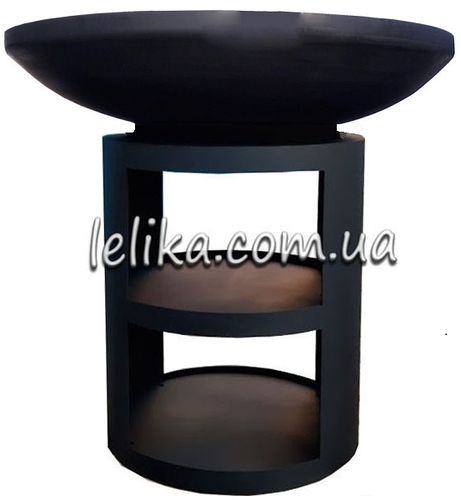 Вуличний круглий мангал-барбекю з плоским жарочним диском на тумбі