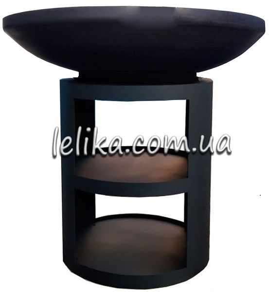 Вуличний круглий мангал-барбекю з плоским жарочним диском на тумбі