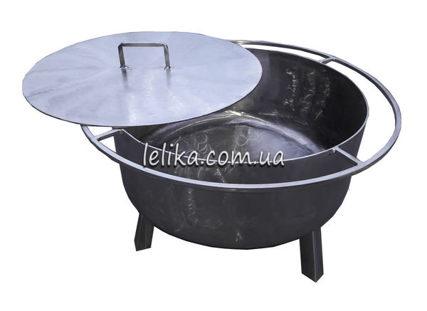 чаша металева з нержавійки для вогню з кришкою